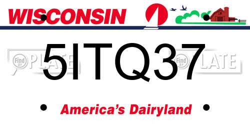 5ITQ37 Wisconsin License Plate