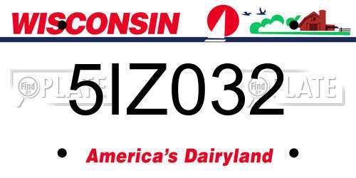 5IZ032 Wisconsin License Plate
