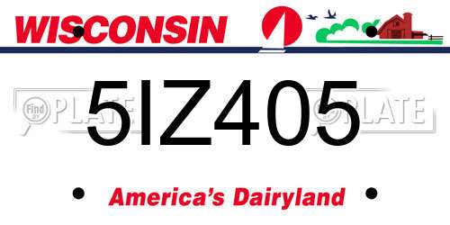 5IZ405 Wisconsin License Plate