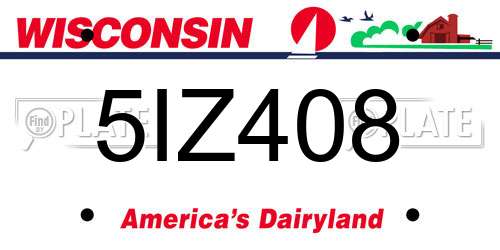 5IZ408 Wisconsin License Plate