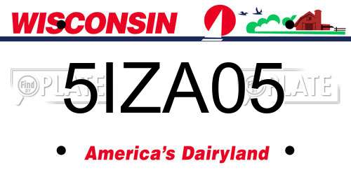 5IZA05 Wisconsin License Plate