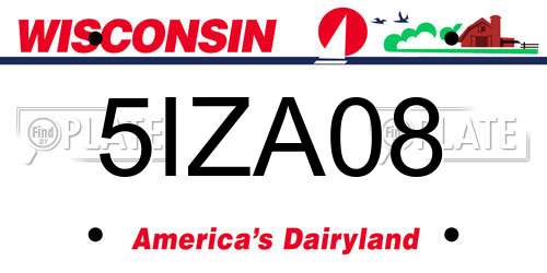 5IZA08 Wisconsin License Plate