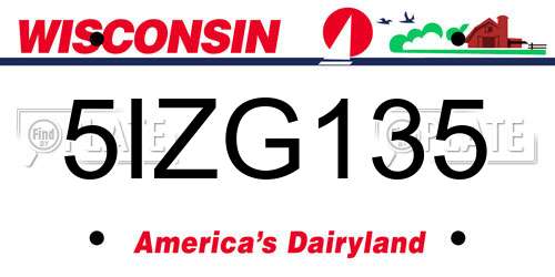 5IZG135 Wisconsin License Plate