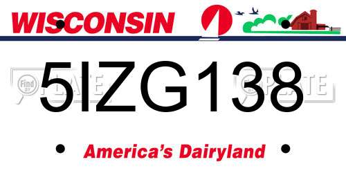 5IZG138 Wisconsin License Plate