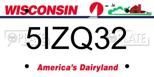 5IZQ32 Wisconsin License Plate