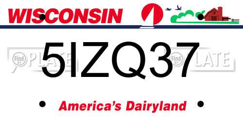 5IZQ37 Wisconsin License Plate