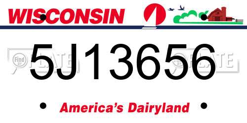 5J13656 Wisconsin License Plate