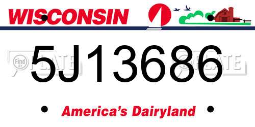 5J13686 Wisconsin License Plate