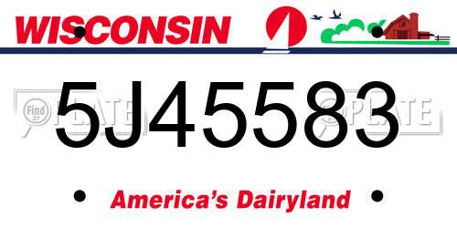 5J45583 Wisconsin License Plate