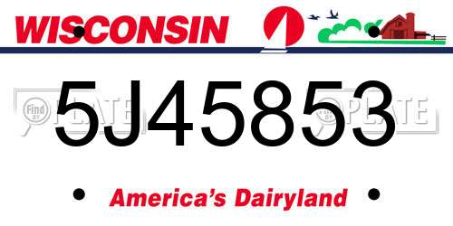 5J45853 Wisconsin License Plate