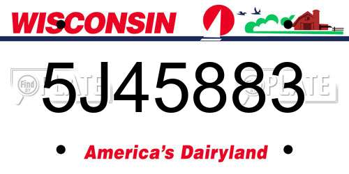 5J45883 Wisconsin License Plate