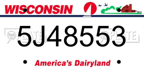 5J48553 Wisconsin License Plate