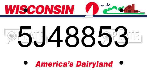 5J48853 Wisconsin License Plate