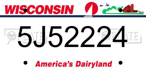 5J52224 Wisconsin License Plate