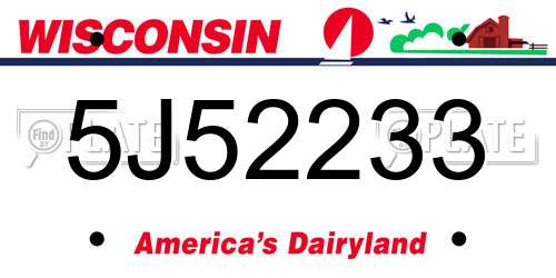 5J52233 Wisconsin License Plate
