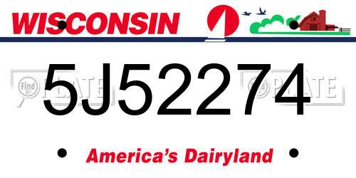 5J52274 Wisconsin License Plate