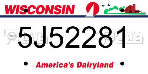 5J52281 Wisconsin License Plate