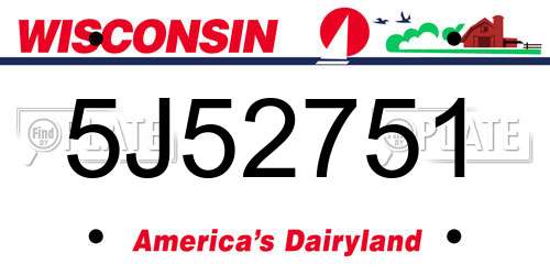5J52751 Wisconsin License Plate