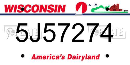 5J57274 Wisconsin License Plate