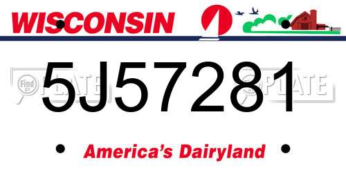 5J57281 Wisconsin License Plate