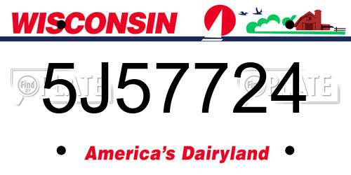 5J57724 Wisconsin License Plate