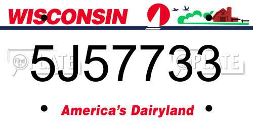 5J57733 Wisconsin License Plate