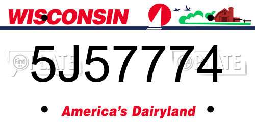 5J57774 Wisconsin License Plate