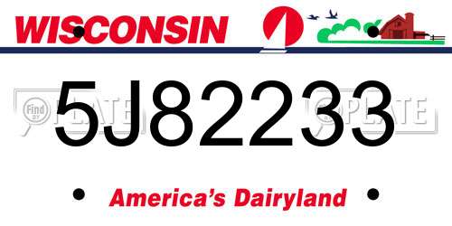5J82233 Wisconsin License Plate