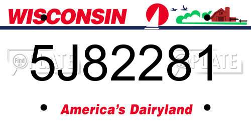 5J82281 Wisconsin License Plate