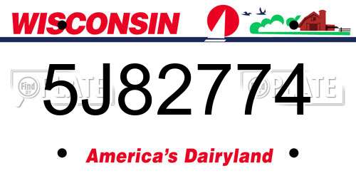 5J82774 Wisconsin License Plate