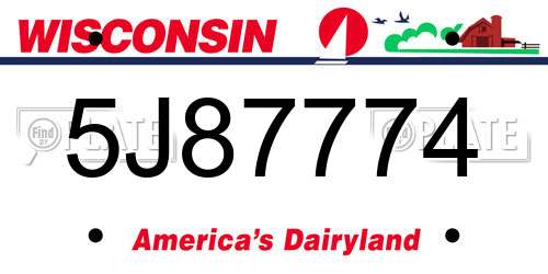 5J87774 Wisconsin License Plate