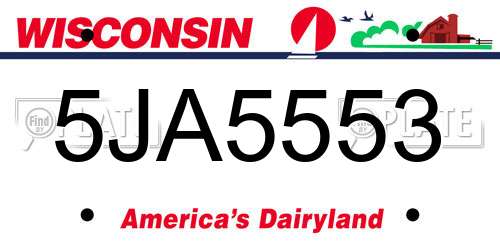 5JA5553 Wisconsin License Plate
