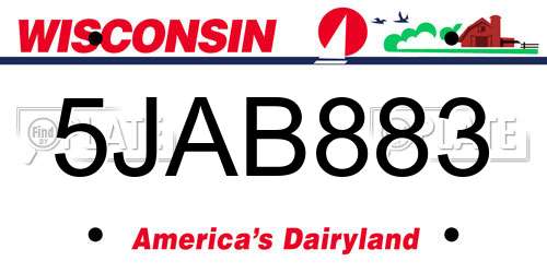 5JAB883 Wisconsin License Plate