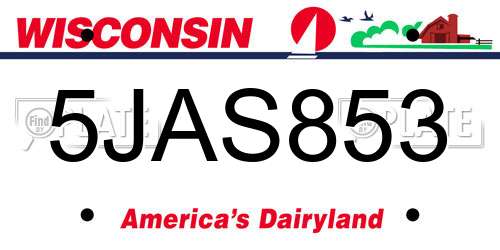 5JAS853 Wisconsin License Plate