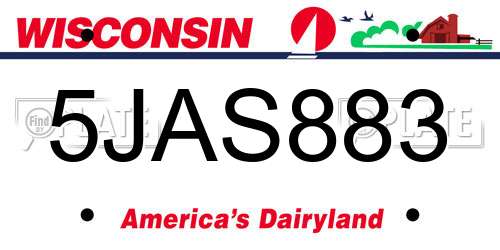 5JAS883 Wisconsin License Plate
