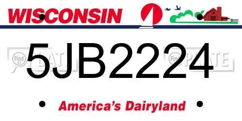 5JB2224 Wisconsin License Plate