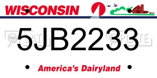 5JB2233 Wisconsin License Plate