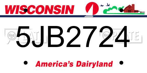 5JB2724 Wisconsin License Plate