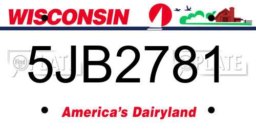 5JB2781 Wisconsin License Plate