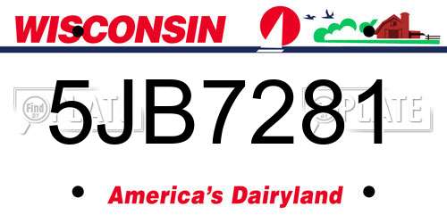 5JB7281 Wisconsin License Plate