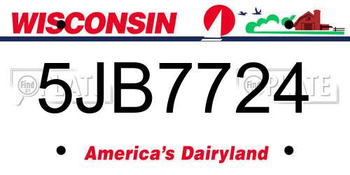 5JB7724 Wisconsin License Plate