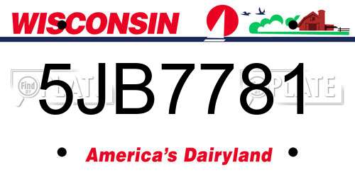 5JB7781 Wisconsin License Plate