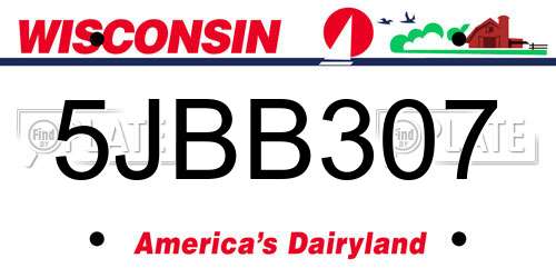5JBB307 Wisconsin License Plate