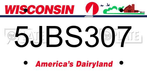 5JBS307 Wisconsin License Plate