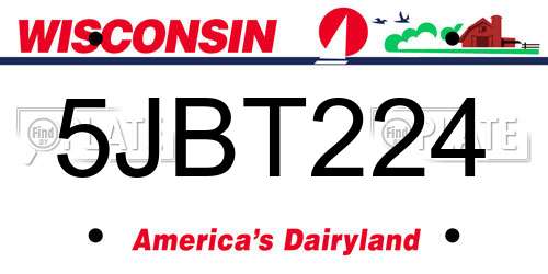 5JBT224 Wisconsin License Plate