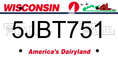 5JBT751 Wisconsin License Plate