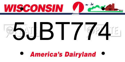 5JBT774 Wisconsin License Plate