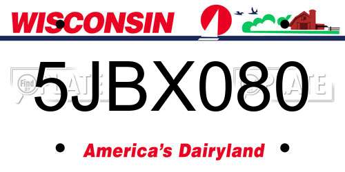 5JBX080 Wisconsin License Plate
