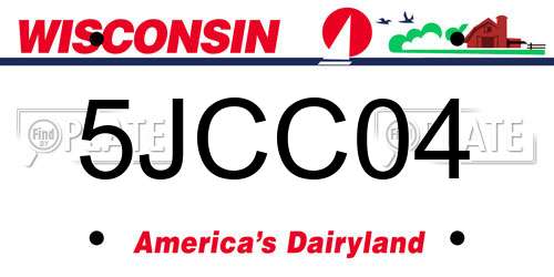 5JCC04 Wisconsin License Plate
