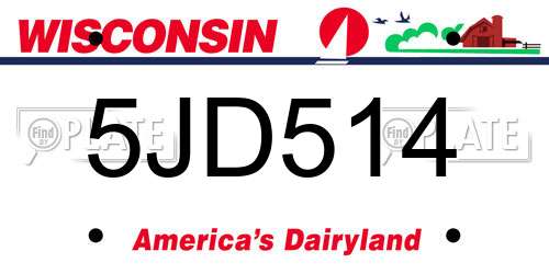 5JD514 Wisconsin License Plate